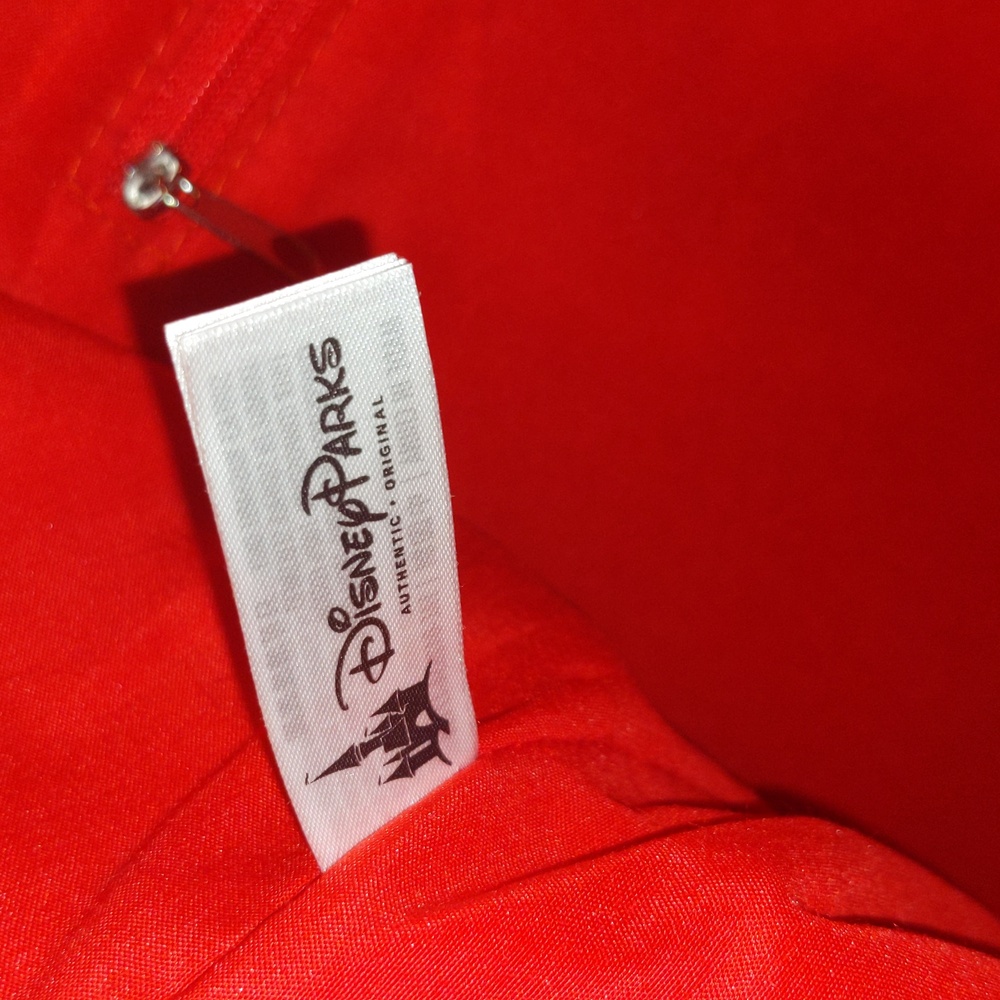 Disneyland Christmas Holiday Ornaments Mickey Red Canvas Tote Bag 20" Preowned - Picture 6 of 8